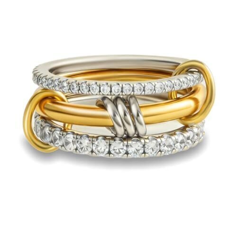 6922 Gold Stackable Rings Non Tarnish, 18k Gold Plated Cubic Zirconia
